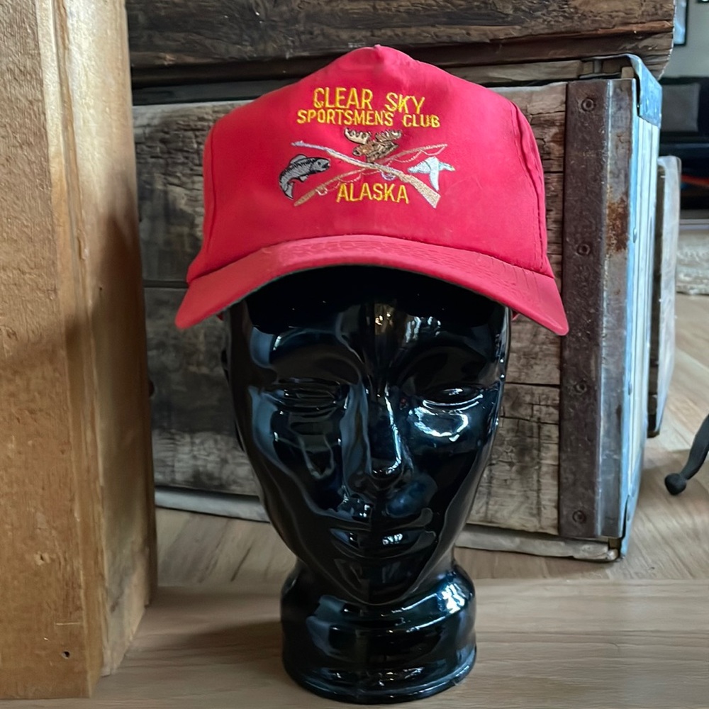 Vintage Alaska Trucker Hat Hunting Clear Sky Sportsmen’s Club Red